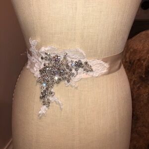 blue willow Bridal sash